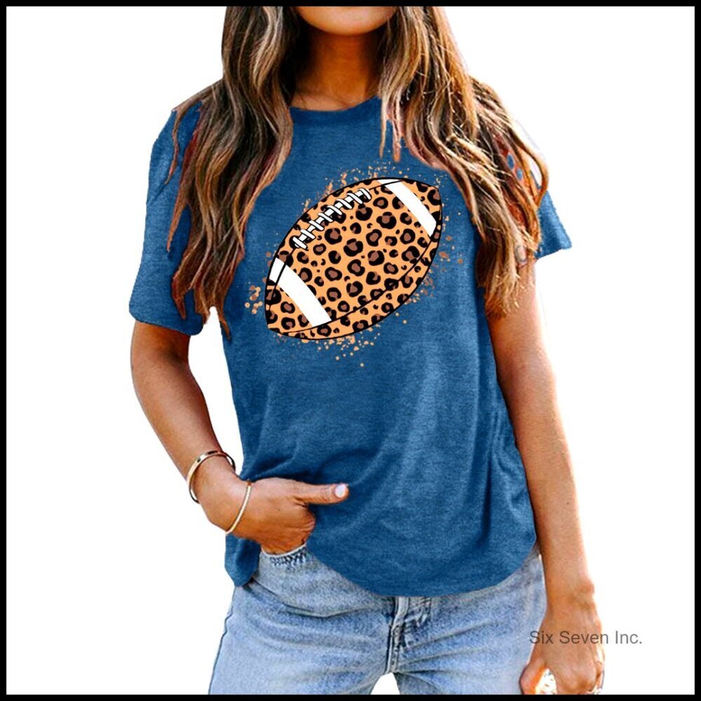 Vintage Bleached Football Tee Short Sleeve Top Y2K Retro Game Day Shirt
